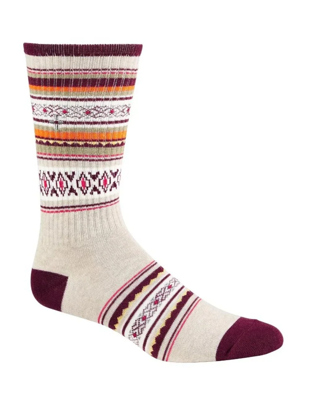 Sun + Stone Men's 1-Pair Crew Socks, Multicolor Stripe, Shoe Size 7-12